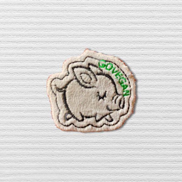 Go Vegan light grey pig patch